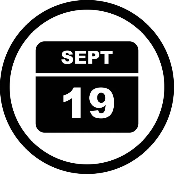 19ου Σεπτεμβρίου ημερομηνία σε ημερολόγιο μίας ημέρας — Φωτογραφία Αρχείου