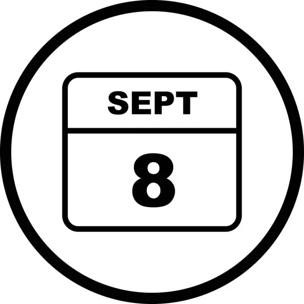8. September Datum an einem einzigen Tag Kalender — Stockfoto