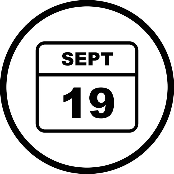 19ου Σεπτεμβρίου ημερομηνία σε ημερολόγιο μίας ημέρας — Φωτογραφία Αρχείου