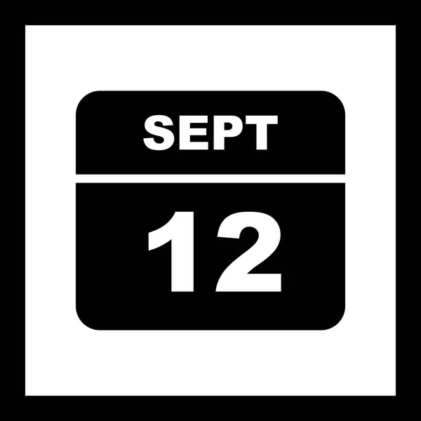 12 de septiembre Fecha en un calendario de un solo día — Foto de Stock