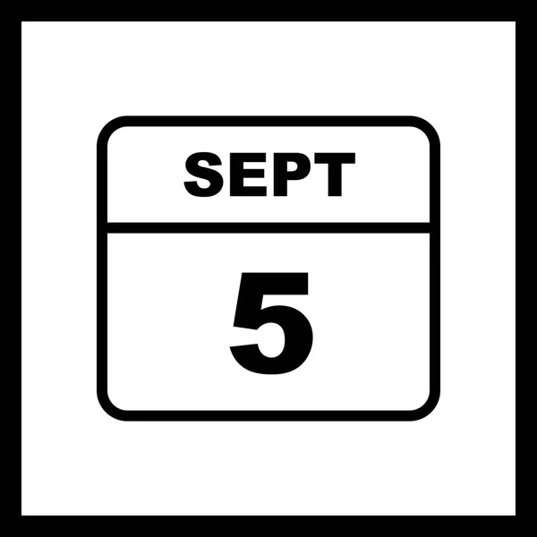 5. září-datum v kalendáři jednoho dne — Stock fotografie