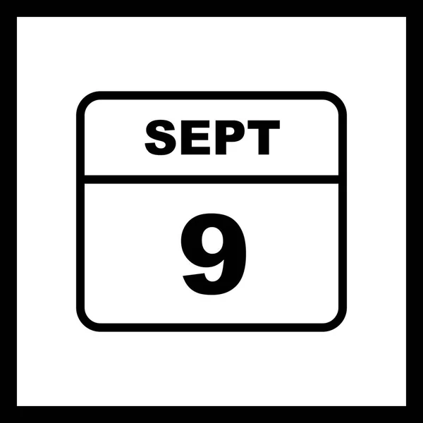 9th Σεπτεμβρίου ημερομηνία σε ημερολόγιο μίας ημέρας — Φωτογραφία Αρχείου