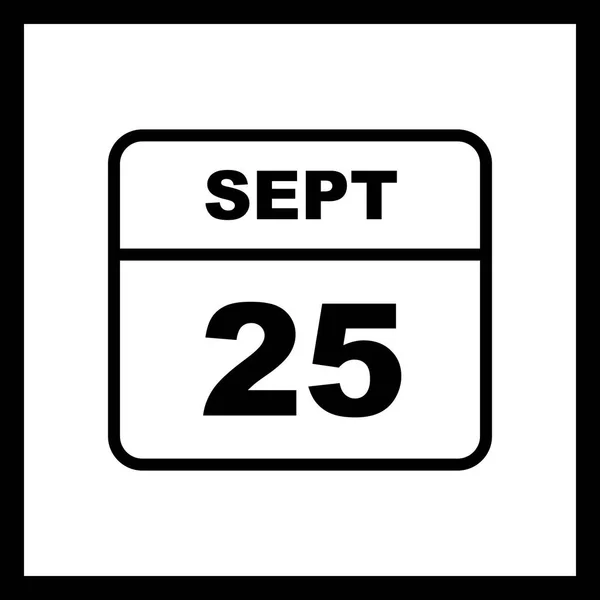 9 月 25 日单日日历上的日期 — 图库照片