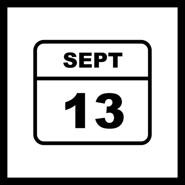 13 сентября Дата в календаре одного дня — стоковое фото