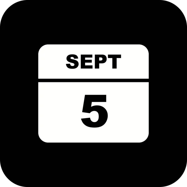 September 5th Date on a Single Day Calendar — Stock Photo, Image