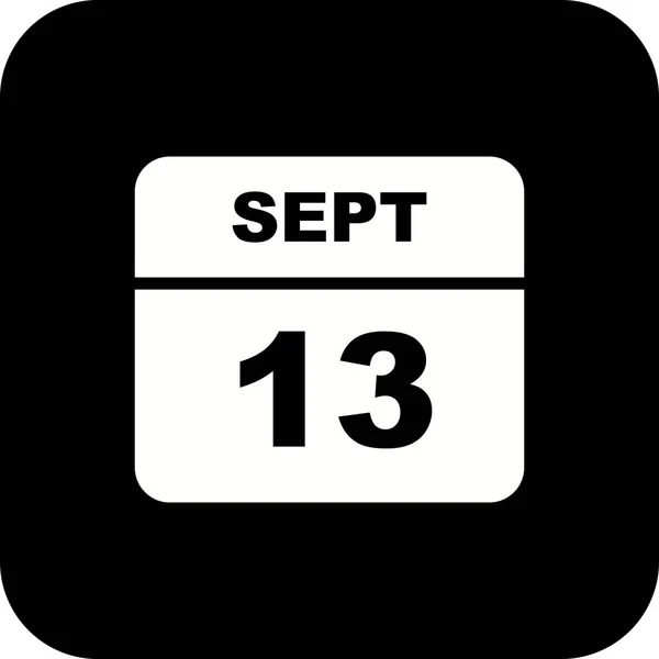 13 de septiembre Fecha en un calendario de un solo día — Foto de Stock