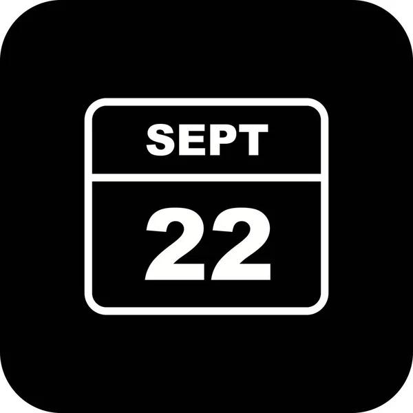 22. září – datum v kalendáři jednoho dne — Stock fotografie