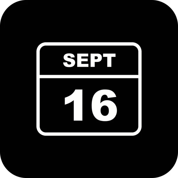 16. September Datum an einem einzigen Tag Kalender — Stockfoto
