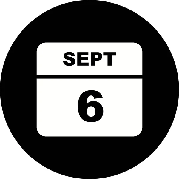 September 6th Date on a Single Day Calendar — Stock Photo, Image