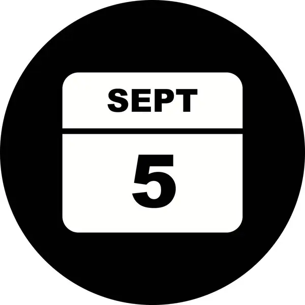 5. září-datum v kalendáři jednoho dne — Stock fotografie
