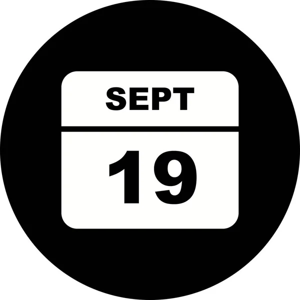 19 de septiembre Fecha en un calendario de un solo día — Foto de Stock