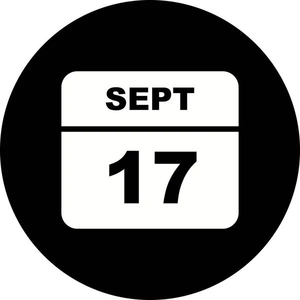 Дата 17 сентября в календаре одного дня — стоковое фото