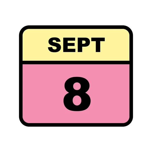 September 8th Date on a Single Day Calendar — Stock Photo, Image