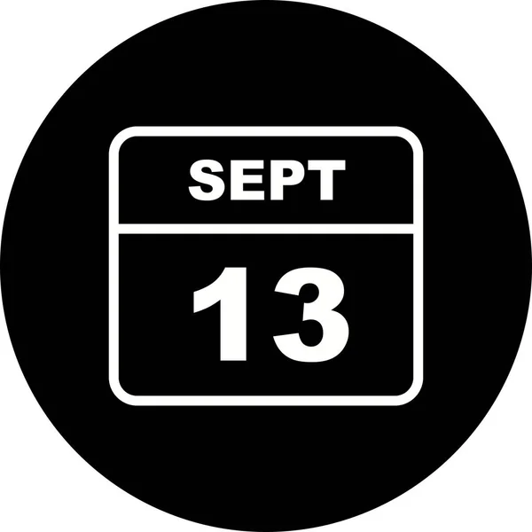 13. September Datum an einem einzigen Tag Kalender — Stockfoto