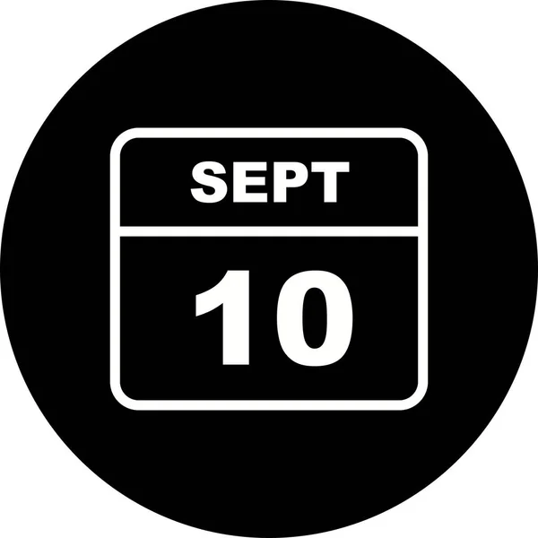 10. September Datum an einem einzigen Tag Kalender — Stockfoto