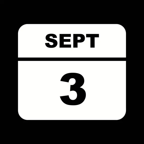 1 日カレンダーの 9 月 3 日の日付 — ストック写真
