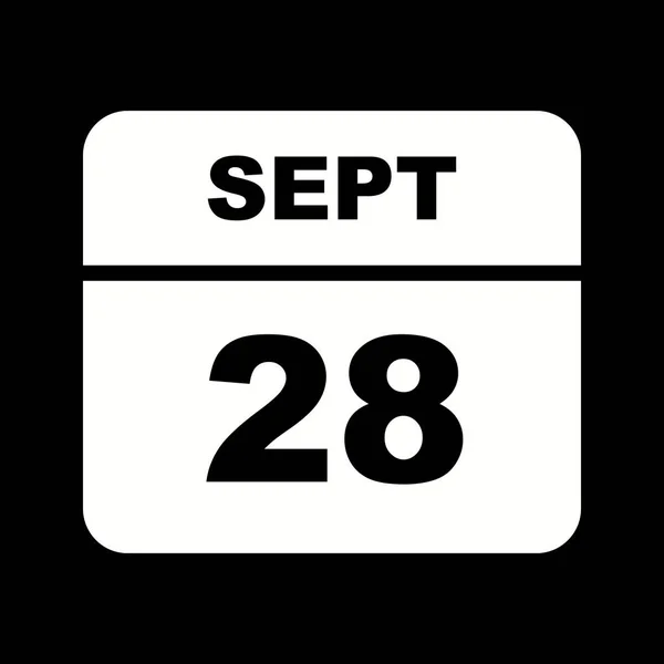 28 de setembro Data em um único dia Calendário — Fotografia de Stock