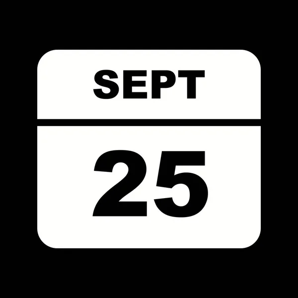 25 de septiembre Fecha en un calendario de un solo día — Foto de Stock