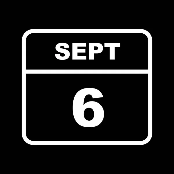6 września Data w kalendarzu jednodniowe — Zdjęcie stockowe