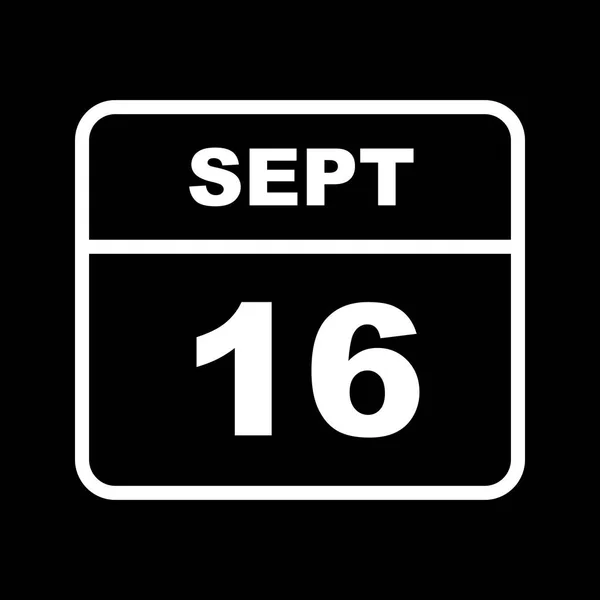 16 września Data w kalendarzu jednodniowe — Zdjęcie stockowe