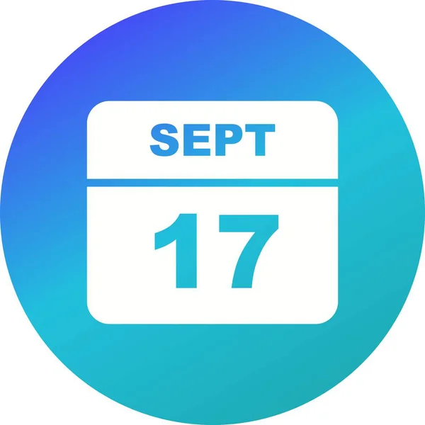 9 月 17 日单日日历上的日期 — 图库照片