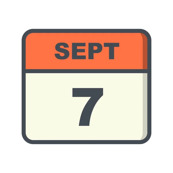 7 septembre Date sur un calendrier d'un seul jour — Photo