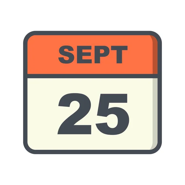 25 вересня дата на один день календар — стокове фото
