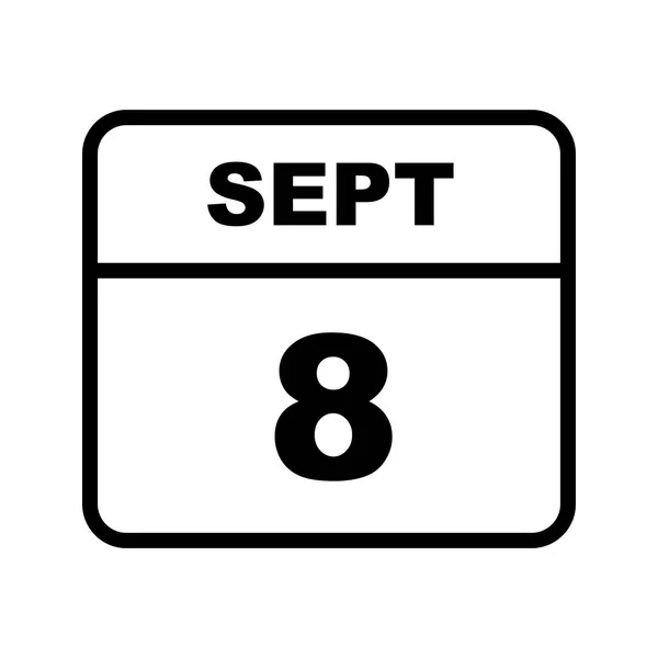 8 de septiembre Fecha en un calendario de un solo día — Foto de Stock