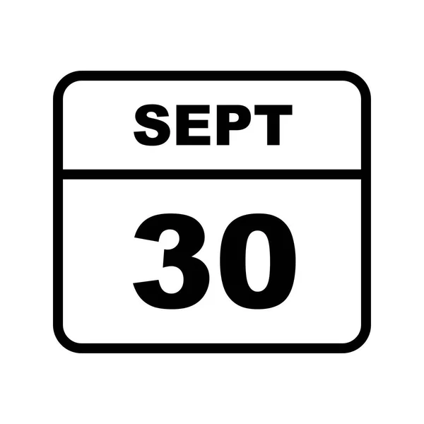 30 septembre Date sur un calendrier d'un seul jour — Photo