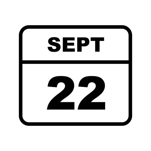 22nd Σεπτεμβρίου ημερομηνία σε ημερολόγιο μίας ημέρας — Φωτογραφία Αρχείου