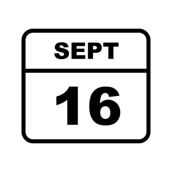 16. September Datum an einem einzigen Tag Kalender — Stockfoto