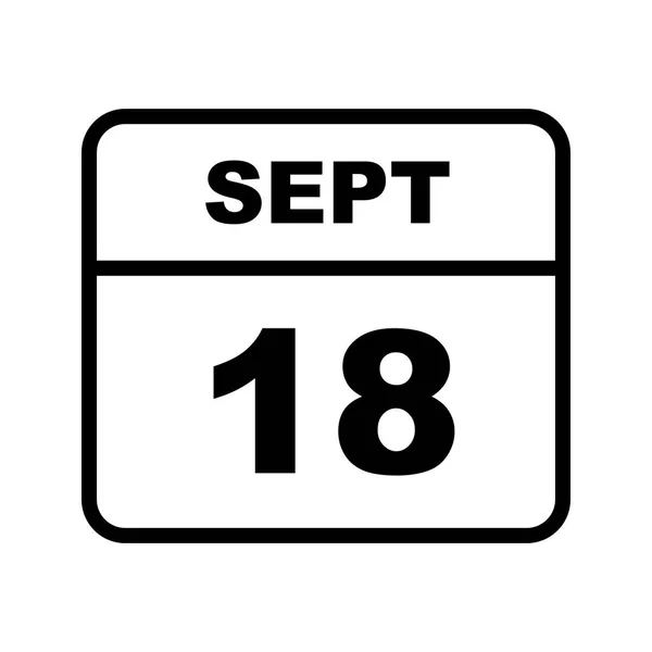 18 de septiembre Fecha en un calendario de un solo día — Foto de Stock