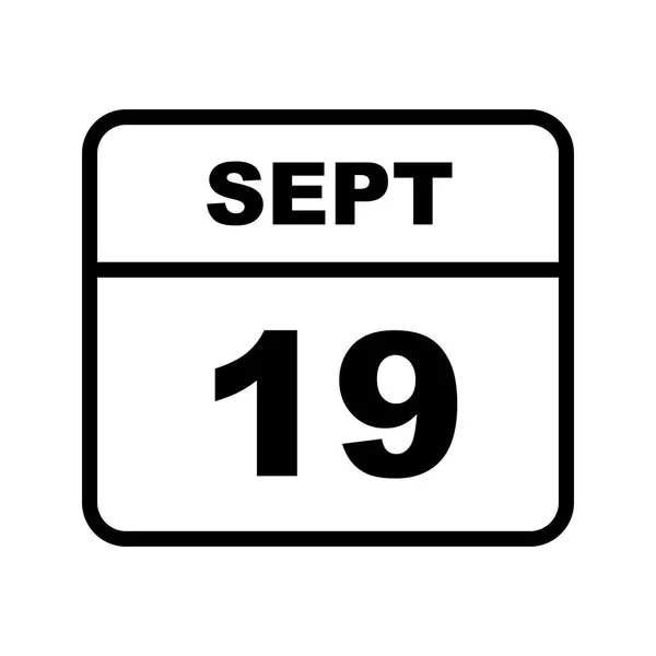 Září 19 Datum v kalendáři jednoho dne — Stock fotografie