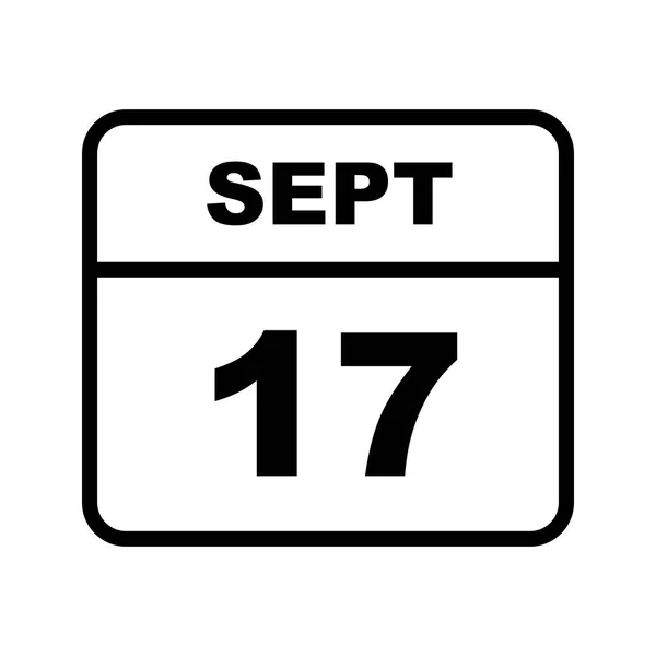 17. September Datum an einem einzigen Tag Kalender — Stockfoto