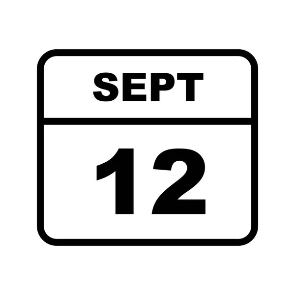 12 de septiembre Fecha en un calendario de un solo día — Foto de Stock