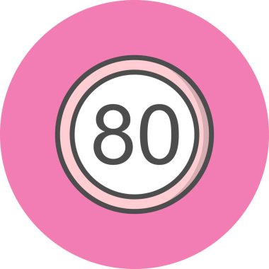 İllüstrasyon Hız sınırı 80 Simge