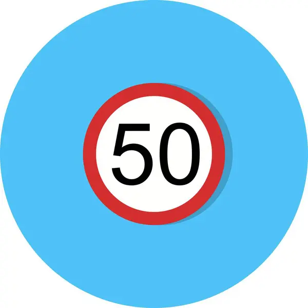 Illustrazione Limite di velocità 50 Icona — Foto Stock