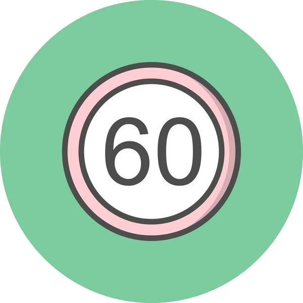 Ilustração Limite de velocidade 60 Ícone — Fotografia de Stock
