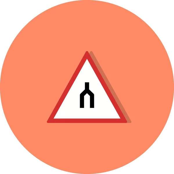 Ilustração Dupla faixa de rodagem termina Road Sign Icon — Fotografia de Stock