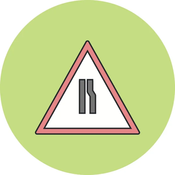 Ilustração Estrada estreita à direita Ícone de sinal de estrada — Fotografia de Stock