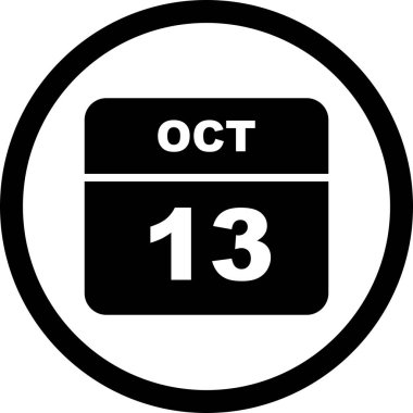 13 Ekim Tarih tek günlük takvim