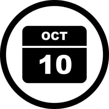 Ekim 10 tarih tek bir gün takvimi