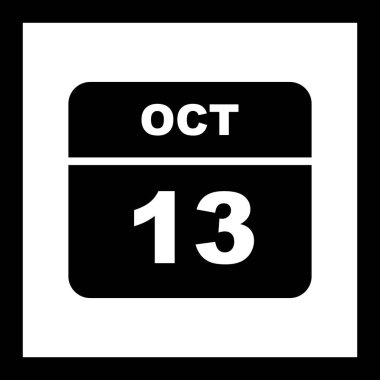 13 Ekim Tarih tek günlük takvim