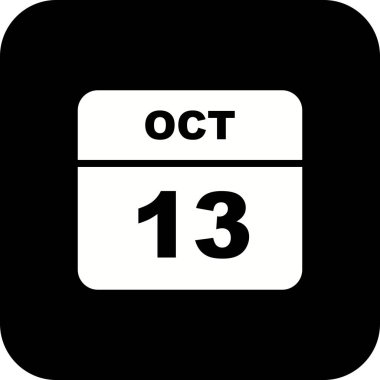 13 Ekim Tarih tek günlük takvim