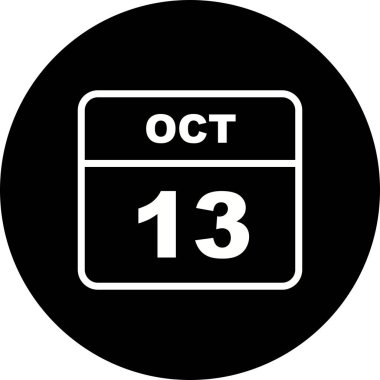 13 Ekim Tarih tek günlük takvim