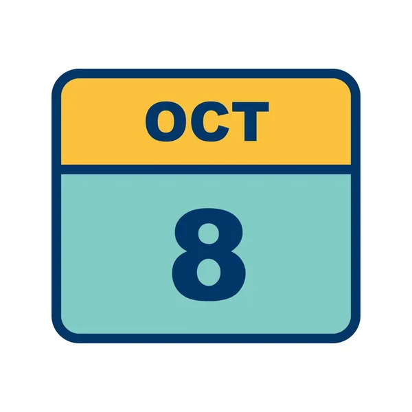08 de outubro Data em um calendário de um único dia — Fotografia de Stock