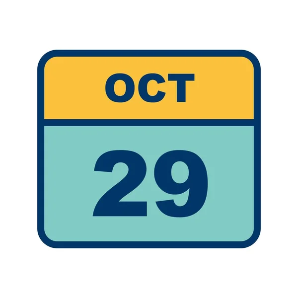 29th Οκτωβρίου ημερομηνία σε ημερολόγιο μίας ημέρας — Φωτογραφία Αρχείου