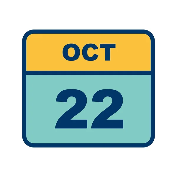 22 de octubre Fecha en un calendario de un solo día — Foto de Stock