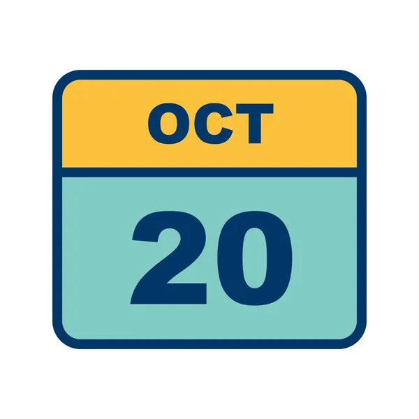 20 października Data w kalendarzu jednodniowe — Zdjęcie stockowe