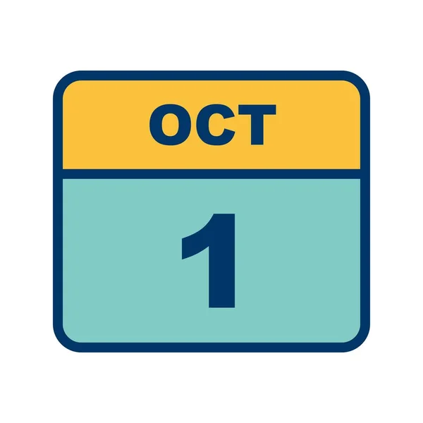 1er octobre Date sur un calendrier d'un seul jour — Photo